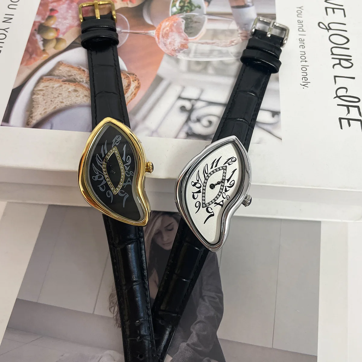 Niche Design Shape  Quartz Men's Watch Y2k Style Twisted Case 2025 New Trendy Personalized Watch Leather Waterproof Watch Clock