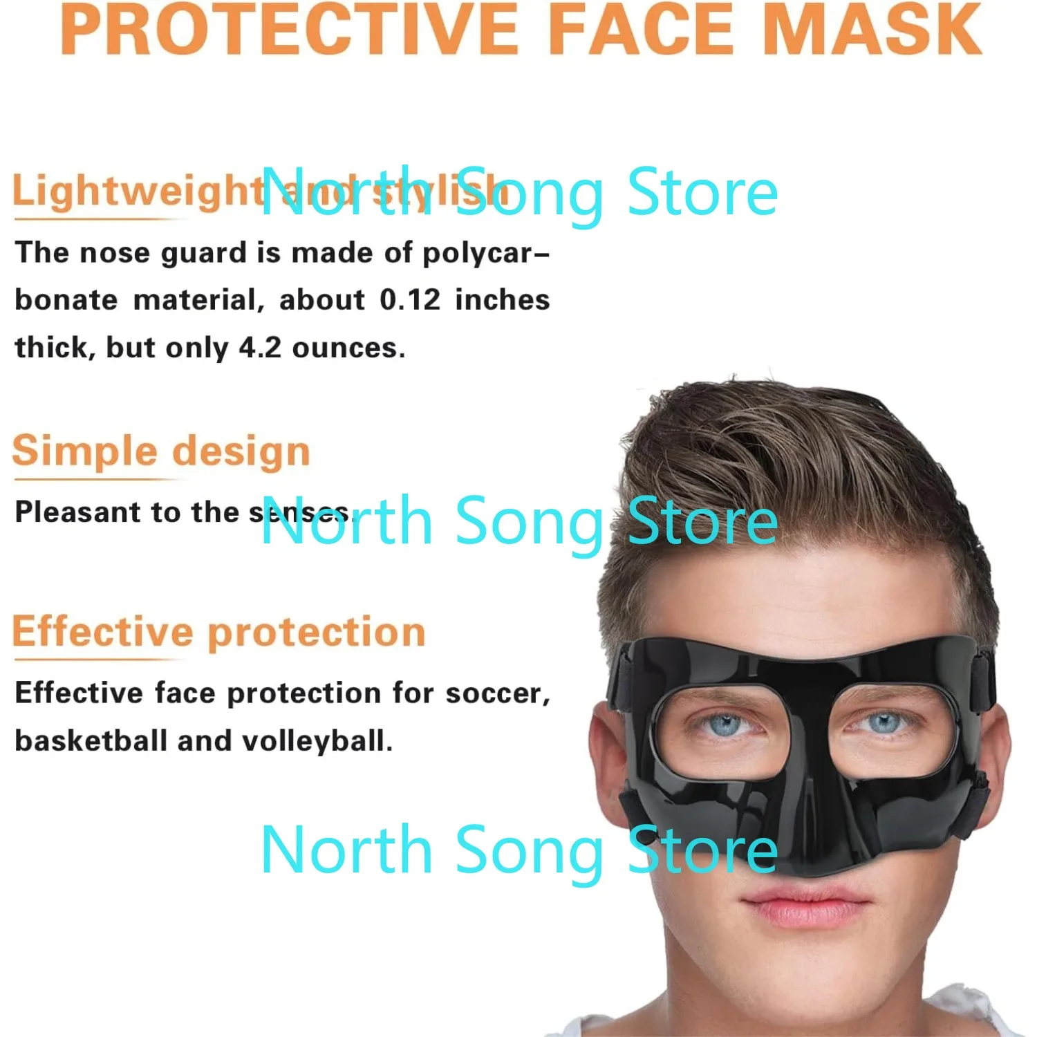 Nose Guard for Broken Nose, Protective Face Masks for Basketball and Soccer Sports,Adjustable Face Mask with Foam Padding