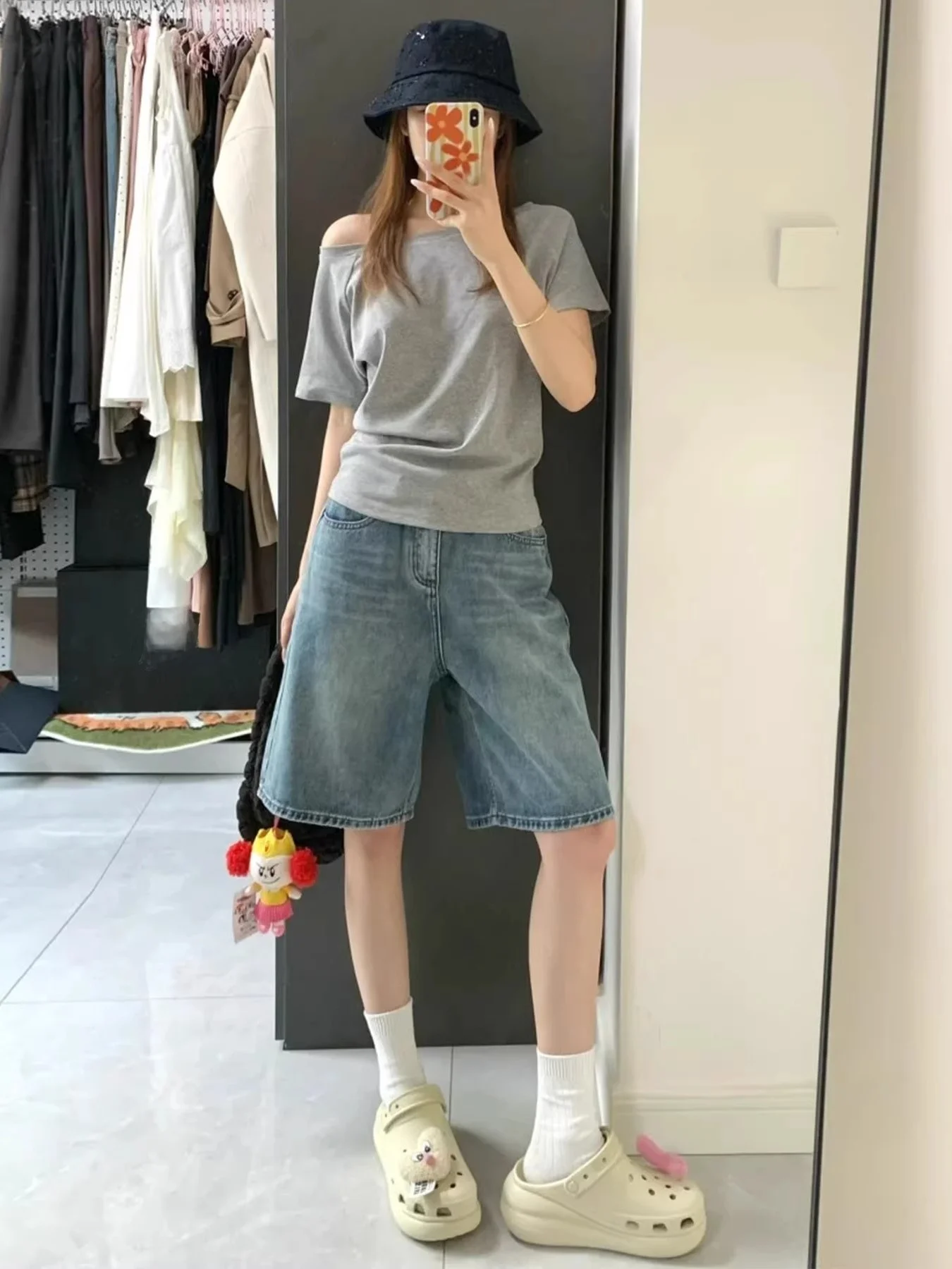 

American Style plus Size Retro Five-Point Jeans Shorts Women Summer Thin Slim A-Line Hot Pants High Waist Denim Shorts