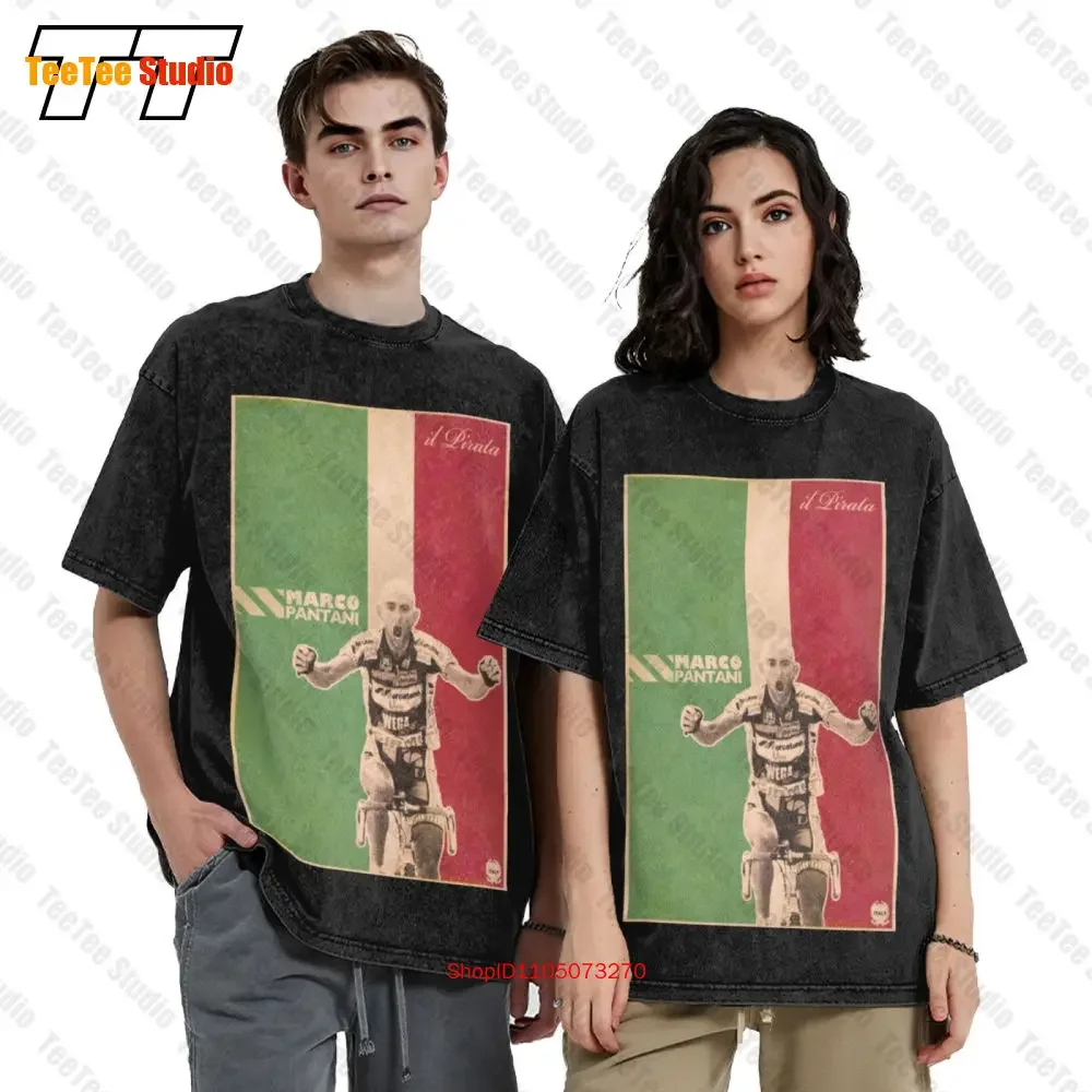 Marco Pantani Ciclismo Campione Il Pirata Cesenatico 3 Vintage Oversized T-Shirt DU9D