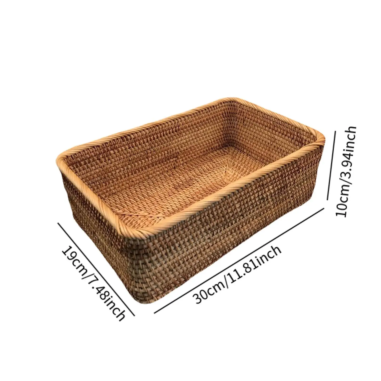 Rattan Storage Basket Multipurpose Perfume Tray Decorative Cosmetic Storage Box for Pantry Household Kitchen Bathroom Farmhouse
