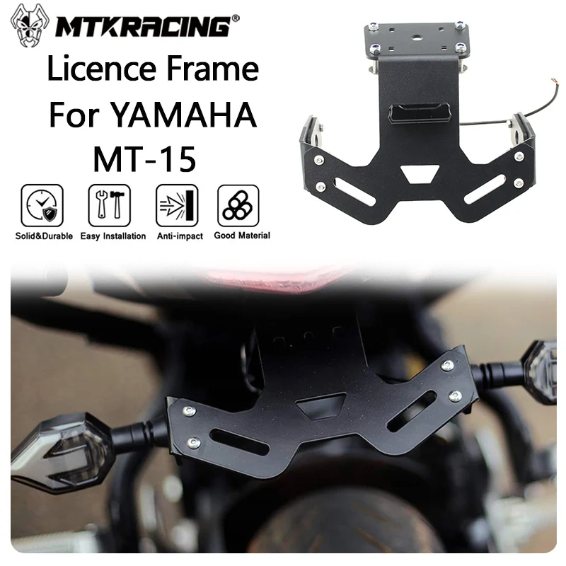 MTKRACING License Plate Holder For YAMAHA MT-15 2018-2024 Licence Frame Rear Tail Frame Fender Eliminator Bracket