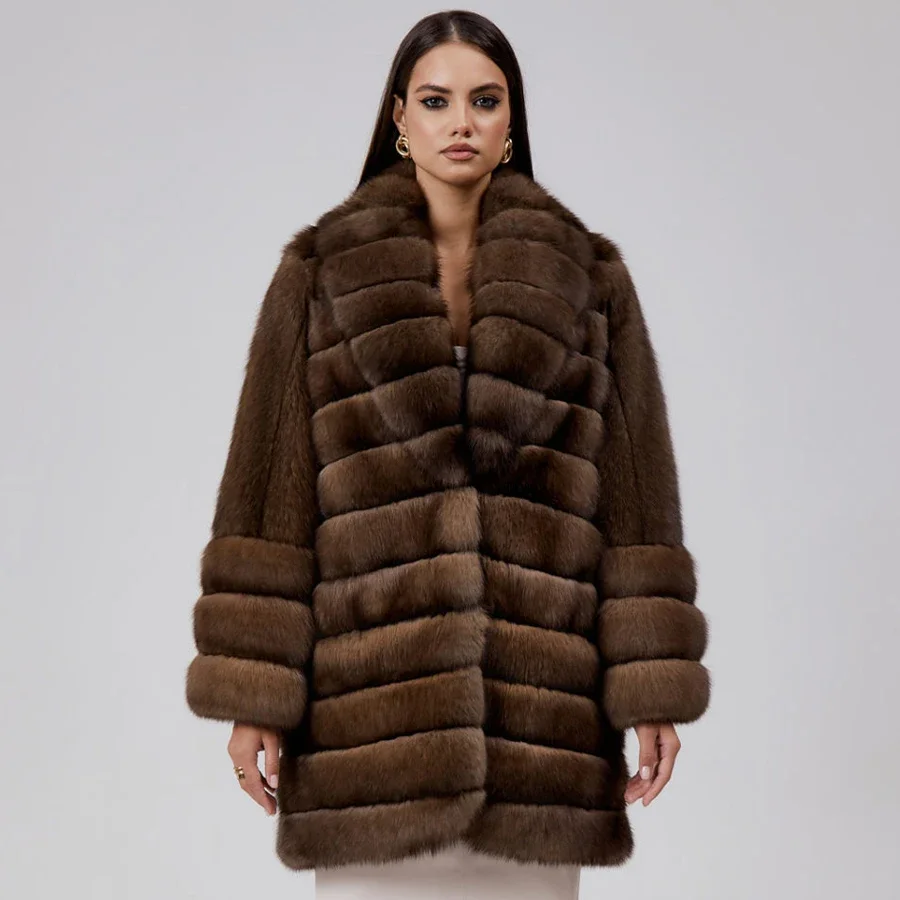 

Women Fur Coat Long Real Fox Fur Coats Warm Winter Natural Fur Coats Famale Fashion Luxury Fox New Arrival