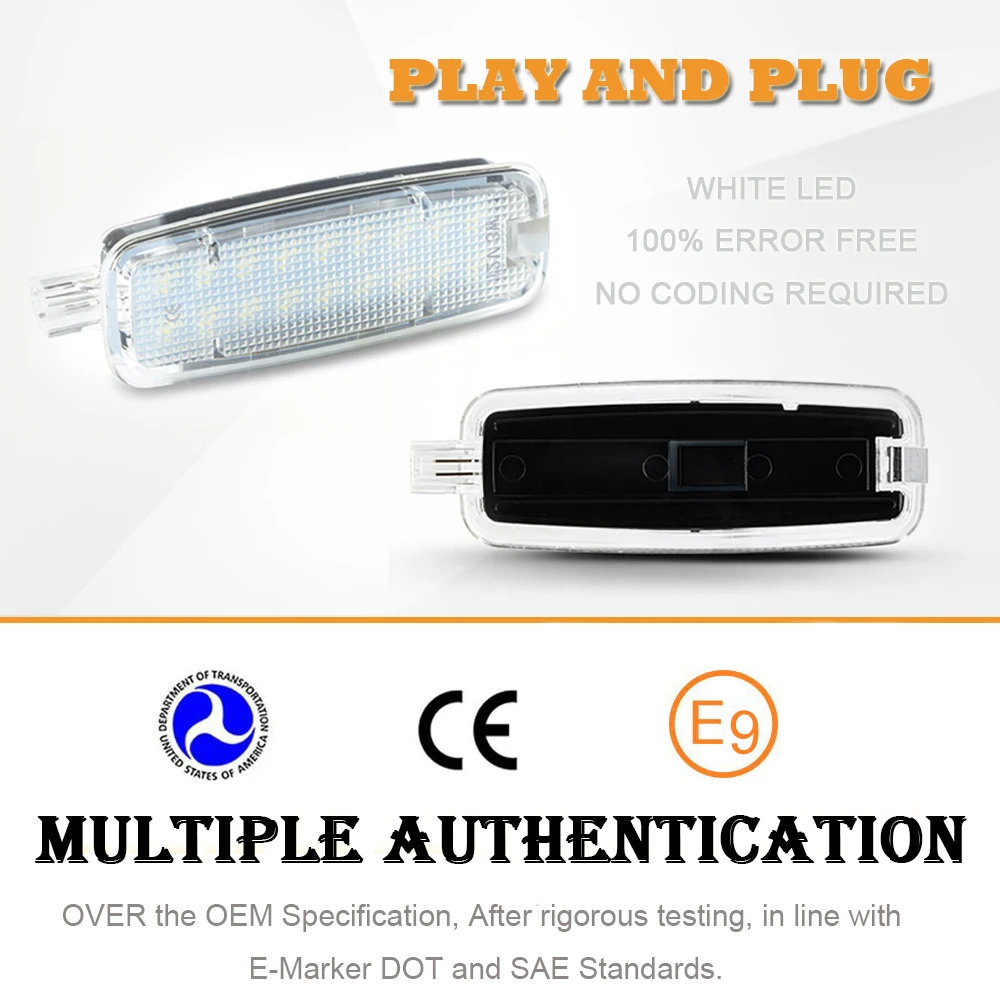 2Pcs White LED Interior Vanity Mirror Light Reading Lamps for Audi A3 S3 RS3 A4 S4 A5 S5 RS5 A6 A6L S6 RS6 A7 A8 S8 Q5 TT TTS