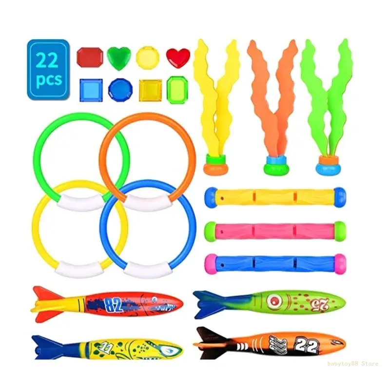 

Y4UD Pool Diving Toy 22pcs Kids Swimming Pool Dive Toy for Toddlers Adults Family