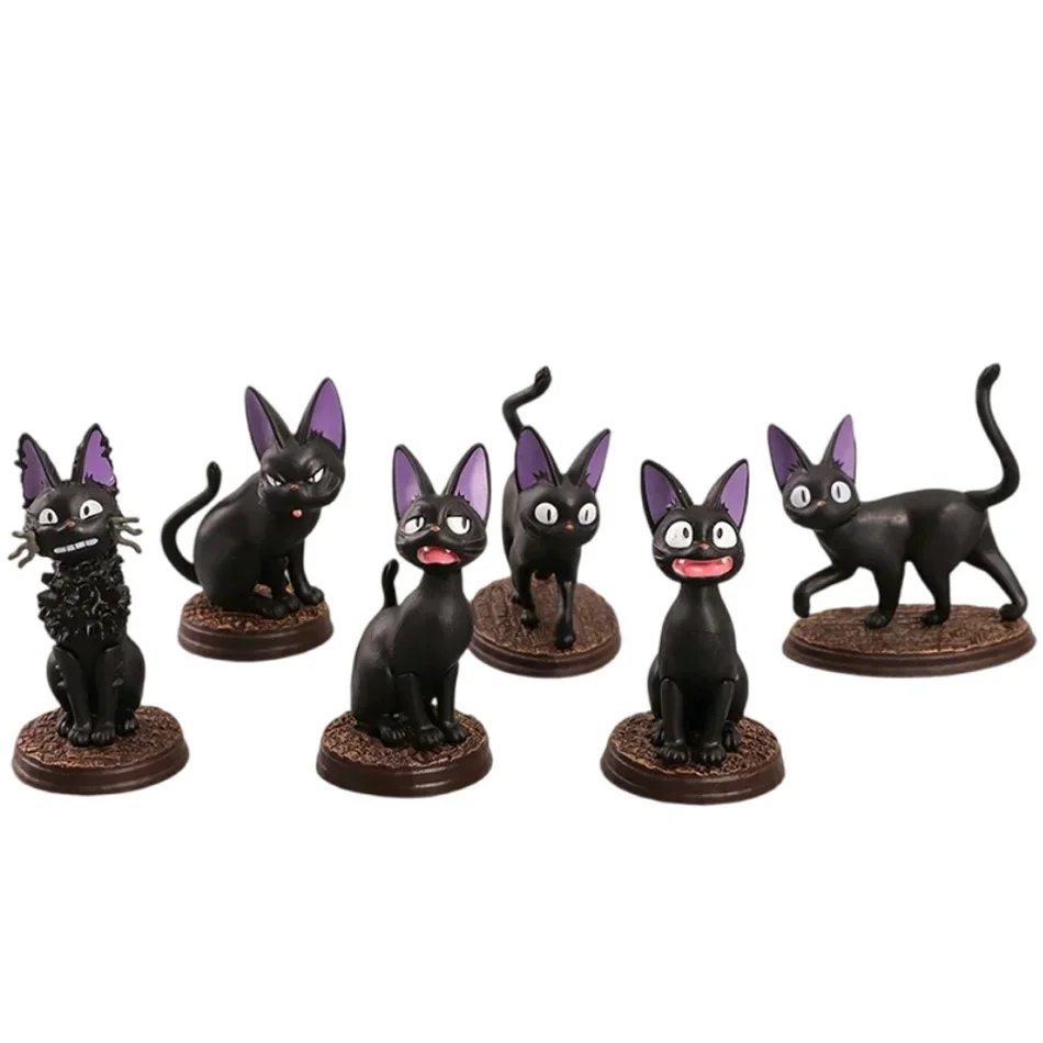 

6pcs/set Cartoon Black Cat Jiji Gigi Figure PVC Action Toy Doll Model Set Black Cat Hayao Miyazaki Figure Toy kids birthday gift