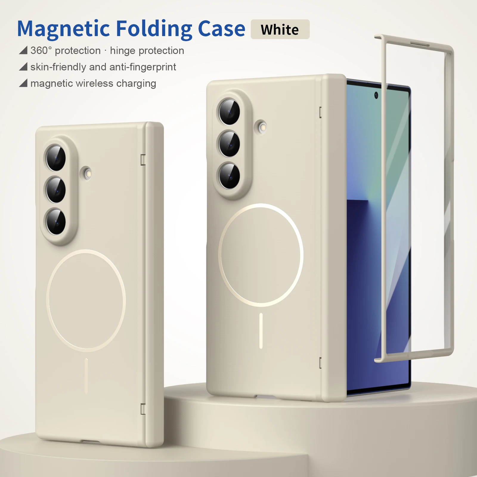 Full Wrap Magnetic Phone Case for Samsung Galaxy Z Fold 8 Ultra Fold 8 7 6 5 with Matte Hard PC Cover, Front Screen Glass Film view 6
