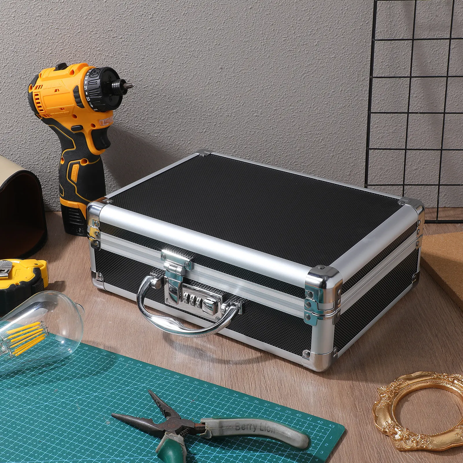 Multi-Functional Aluminum Alloy Toolbox Large Spacious Portable Tool Case for Outdoor Home Use Metal Organizer with Sleek Modern