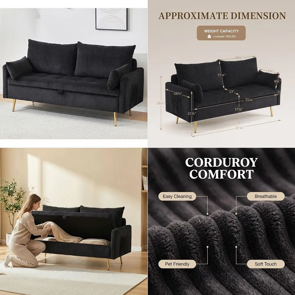 

Home 58 Brown Loveseat Sofa Couch for Living Room, 2 Seater Love Seat for Small Spaces, Modern Couches with Thick Cushion for H