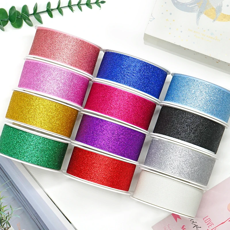 

1.5" 38mm Chunky Glitter Grosgrain Ribbon For Hair Bows DIY Crafts Handmade Accessories. 007