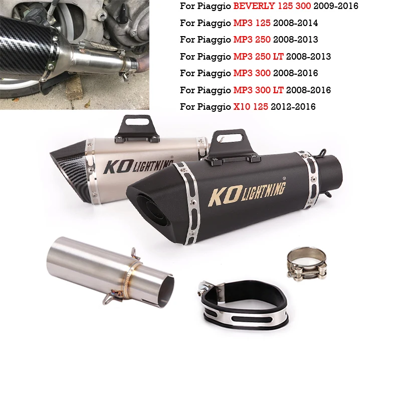 

Exhaust Mid Pipe For Piaggio Beverly 125/300 MP3 125/250 LT 300 X10 125 Motorcycle Exhuast Muffler Silencer Slip On Modified