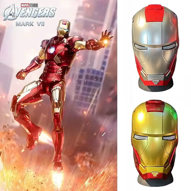 Marvel Iron Man Merchandise Helm Mk5 Tragbares Sammlerspielzeug mit lichtemittierendem und manuellem Öffnungs-/Schließfunktion als Geschenk für Jungen