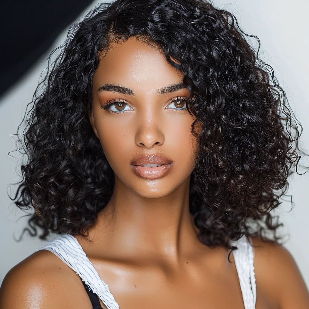 

Trueme Wear To Go Short Curly Bob Wig Human Hair Wigs For Women Ombre Brown Glueless Brazilian Water Wave Human Hair Lace Wig