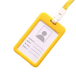 Portable Work Card Cover Double Sided Transparent Employee ID Card Holder Name Tags with Lanyard