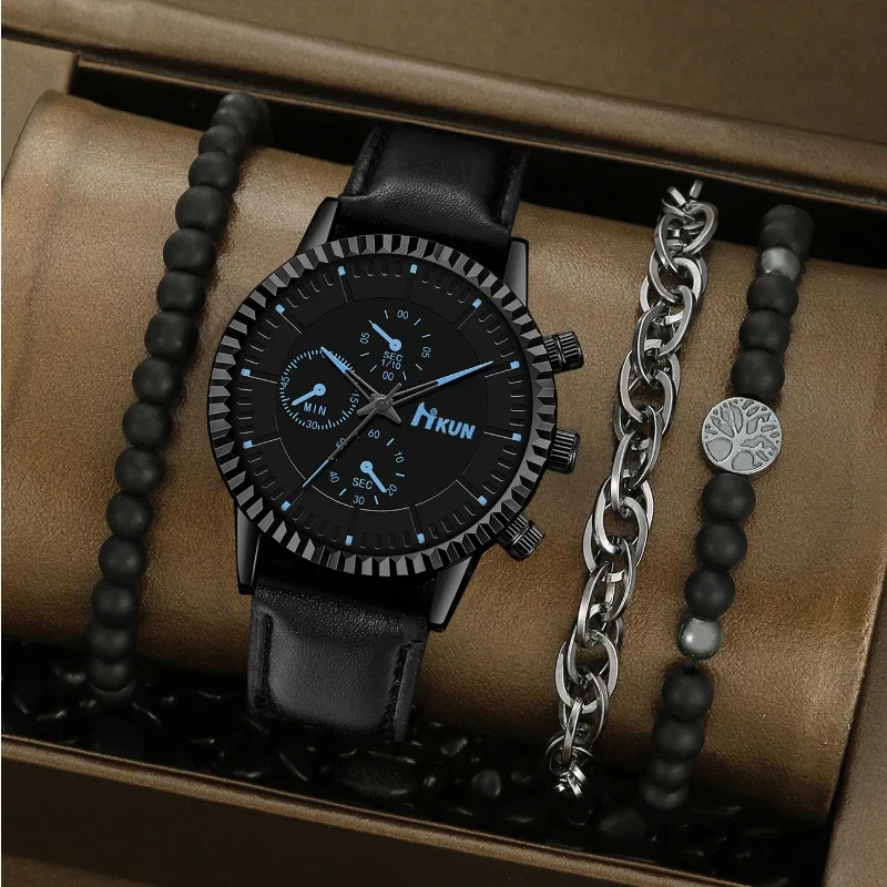 メンズスポーツクォーツ腕時計,ヴィンテージレザーベルト,カジュアル,ビジネス,ラグジュアリーファッション