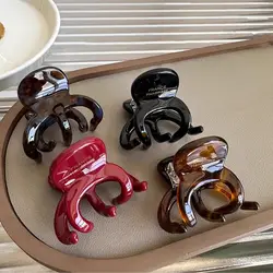 1pc New 4mm Thick Korean Ins High Ponytail Medium Grip Clip with Chinese Red France Gold Label Octopus Premium Hair Clip