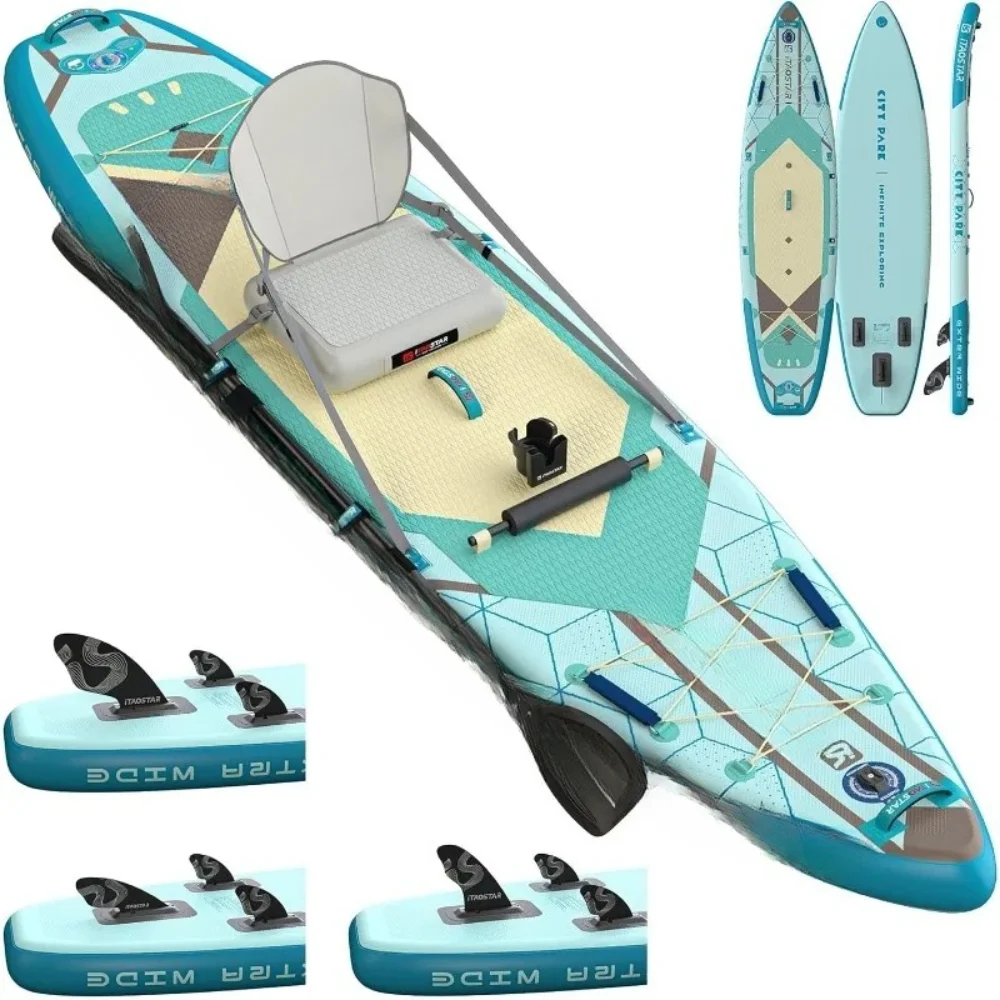 لوح مجداف عريض للغاية مقاس 12 × 35 بوصة للرياضة والخارجية مع مقعد، تروس لوح SUP ممتازة وقفة واحدة، 5 زعانف مصممة خصيصًا #1