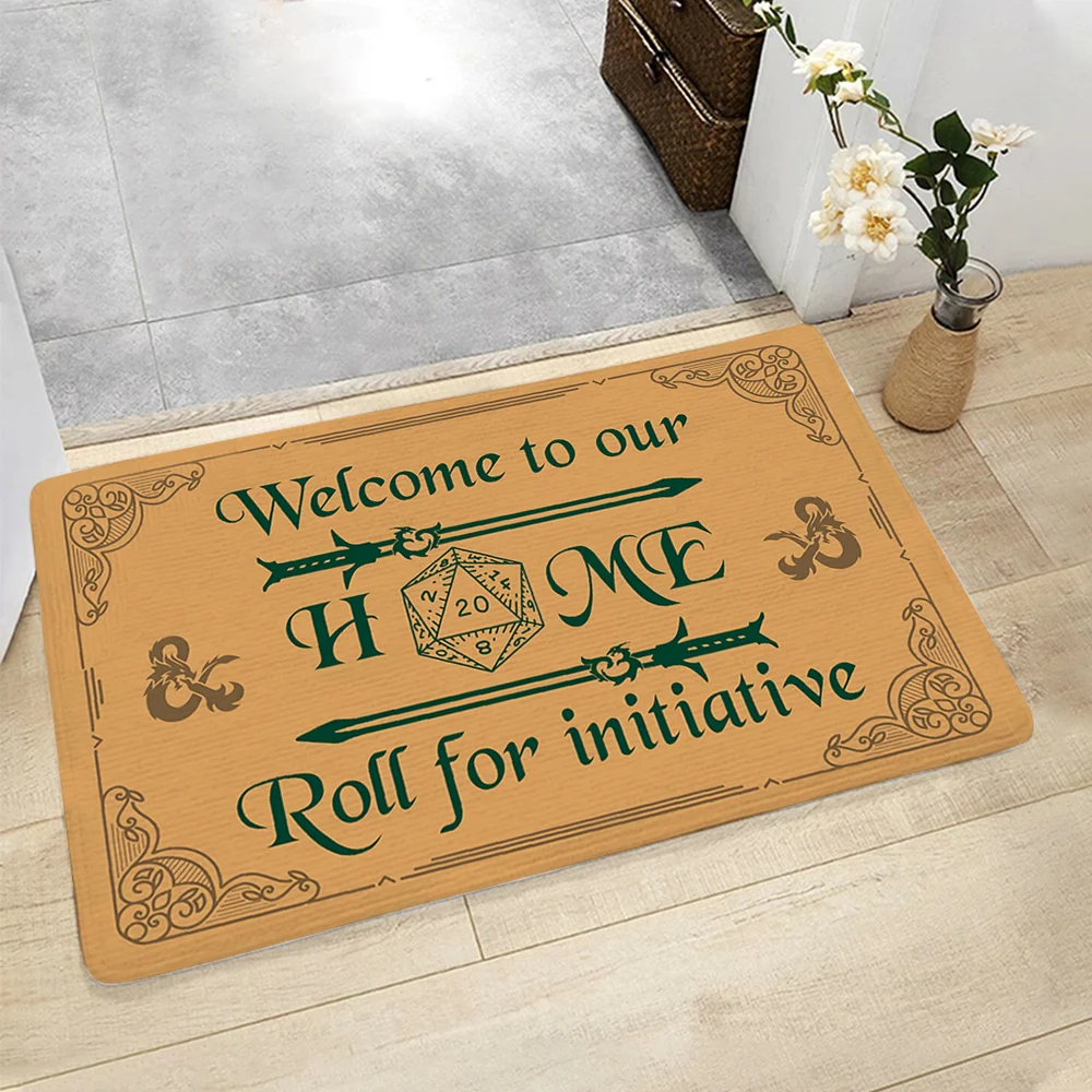 HX Flannel Floor Mats 3D Graphic Welcome To Our Home Roll for Initiative Indoor Outdoor Doormat Funny Door Mat