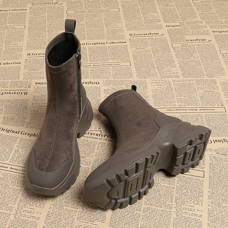 

Women's Thi Bot Elastic Boots Spring Autumn New Sle Side Zipper Heightening Slim ort Boots Faionable Casual