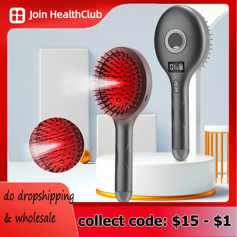 

Electric Spray Massage Comb 630nm Red Light Hair Comb Vibration Head Massager Scalp Hair Follicle Massage Comb Spray Hair Brush