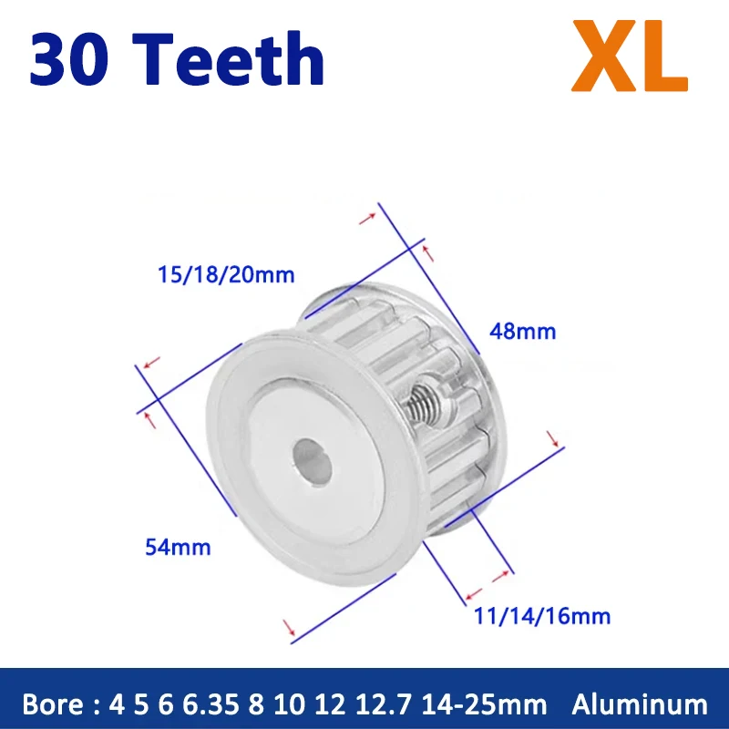 1pc 30 Teeth XL Timing Pulley 30T Aluminium Synchronous Wheel Slot Width 11/14/16mm Bore 4 5 6 6.35 8 10 12 12.7 14 15 16-25mm