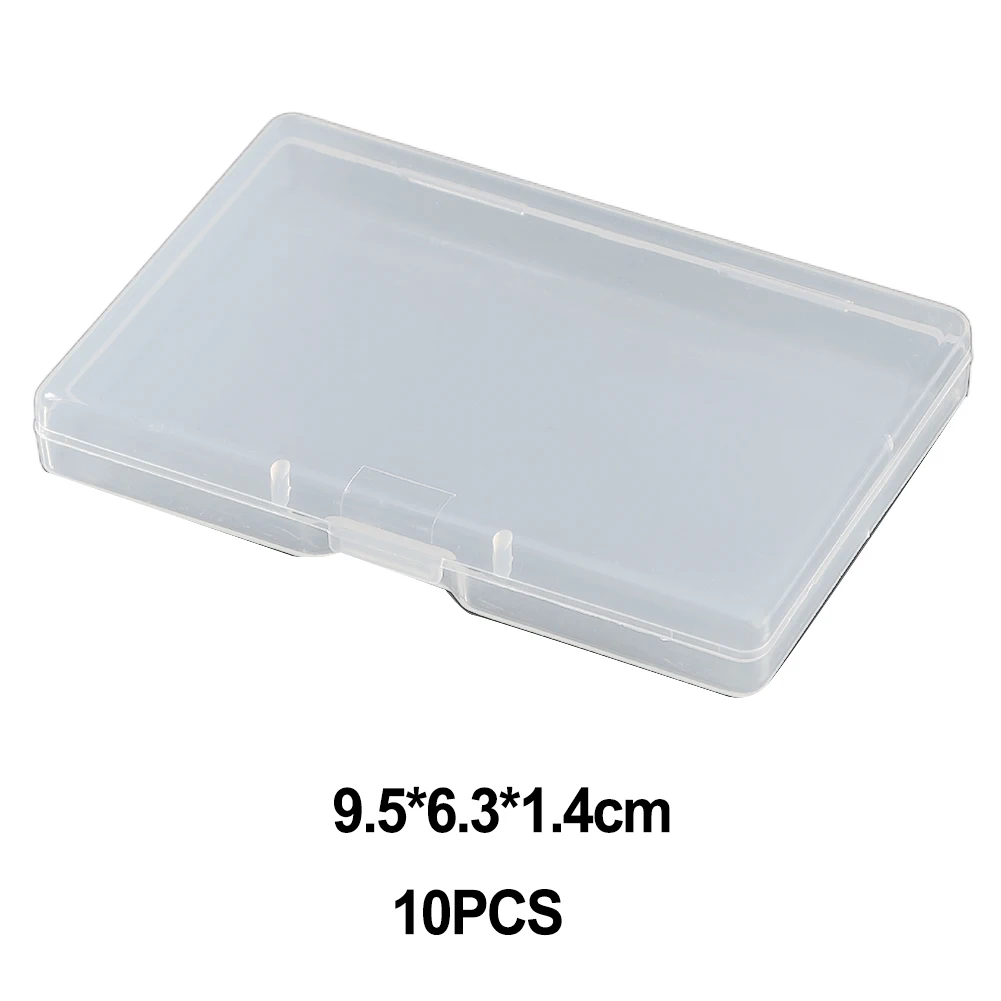 10PCS Transparent PP Plastic Box Rectangular Flat Box Stationery Storage Boxes Fishing Gear Jewelry Packaging Boxes Supplies