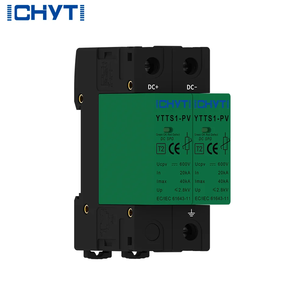 3PCS CHYT DC PV SPD 600VDC 1000VDC 20~40kA Lightning Arrester Surge Protective Device (spd) Power Surge Suppressor
