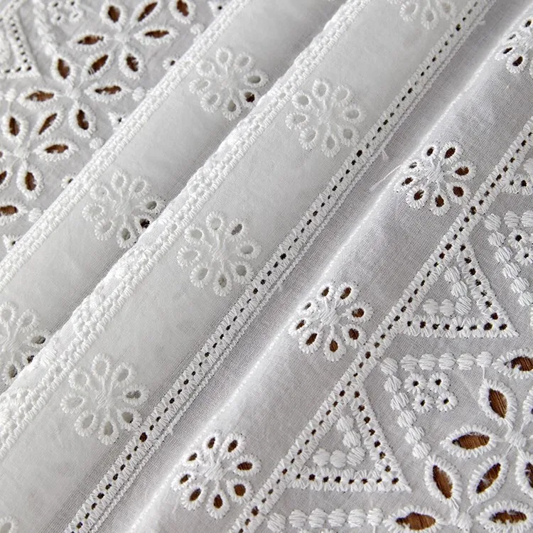 

1yard hite embroidered hollow embroidery fabric Semi transparent DIY designer telas ress,cheongsam,clothing fabric for sewing