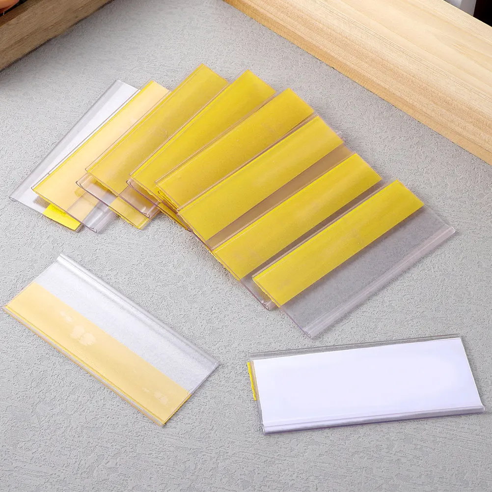 50Pcs Plastic Plastic Price Display Holder For Store Merchandise Transparent Label Pet Adhesive Supermarket Shelves