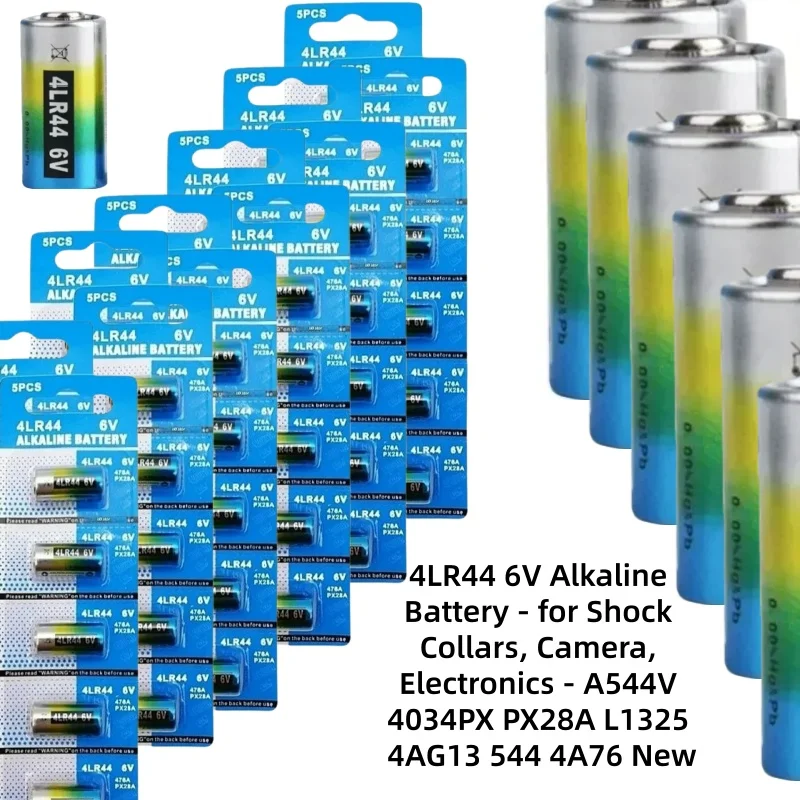 

4LR44 6V Alkaline Battery - for Shock Collars, Camera, Electronics - A544V 4034PX PX28A L1325 4AG13 544 4A76 New
