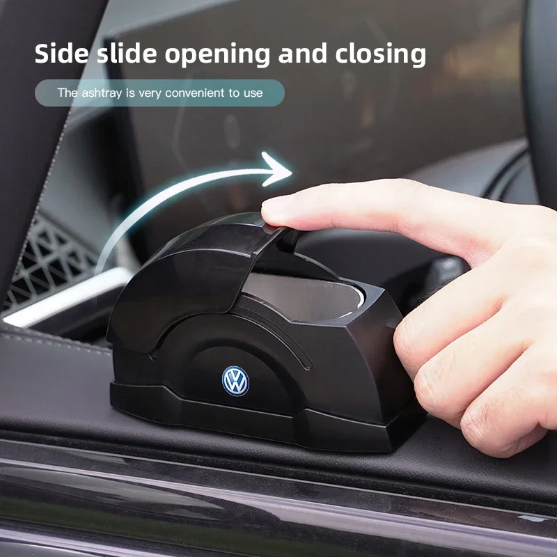 Car Door Ashtray Sliding Cover Windproof Smoke Ash Holder For VW R Line GTI Golf 6 Polo CC Passat Tiguan Arteon Touareg CC Jetta view 2