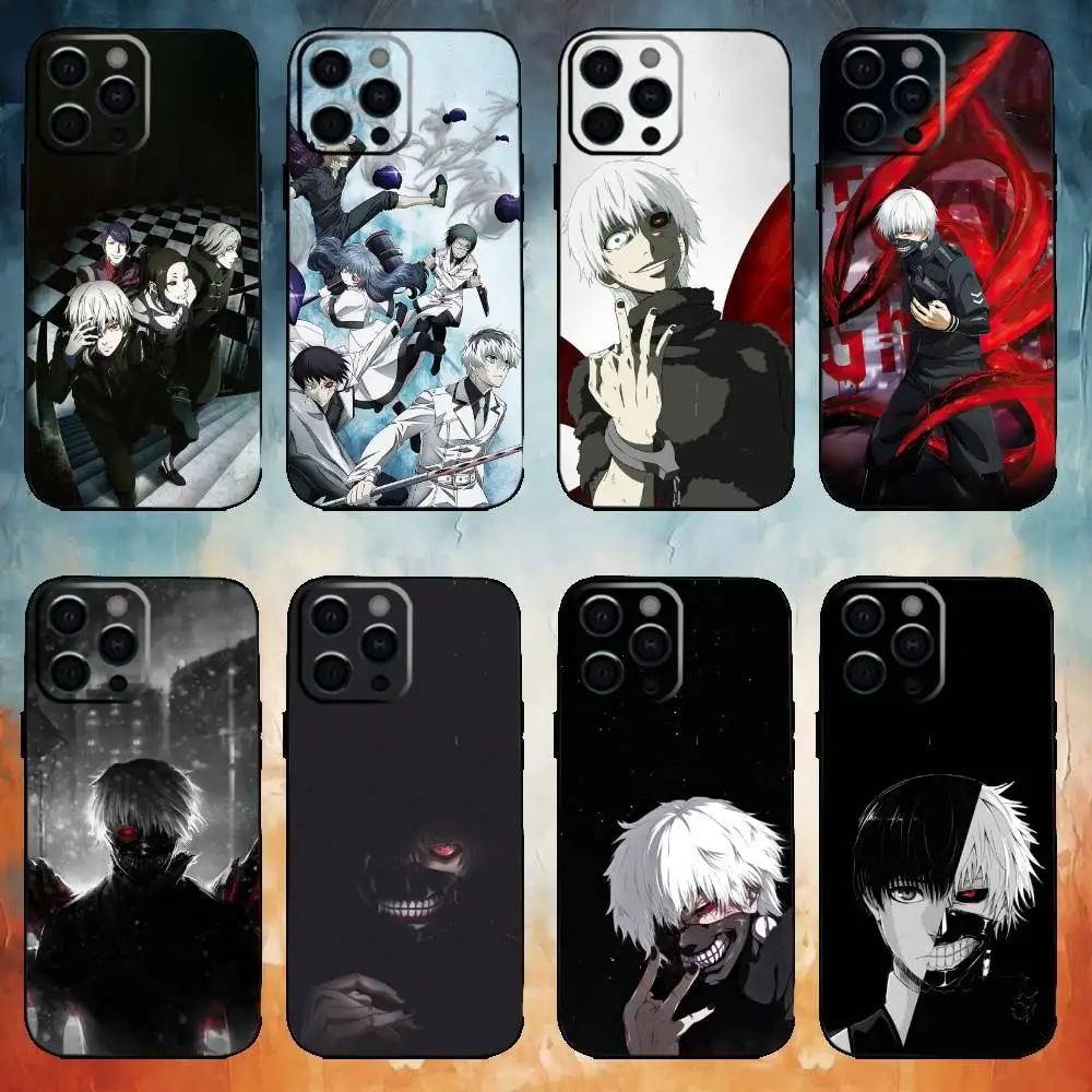 

Anime T-Tokyo Ghoul Phone Case For iPhone17,16,15,14,13,12,11 Plus,Pro Max Soft Black Cover