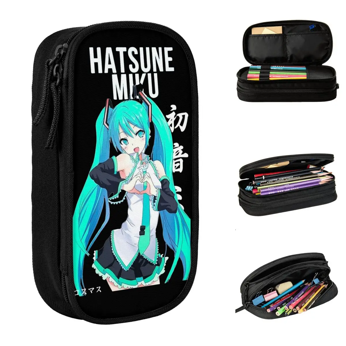 

Creative Cute Hatsune Miku Pencil Cases Pencilcases Pen Holder Kids Large Storage Pencil Bags School Supplies Zipper Stationery