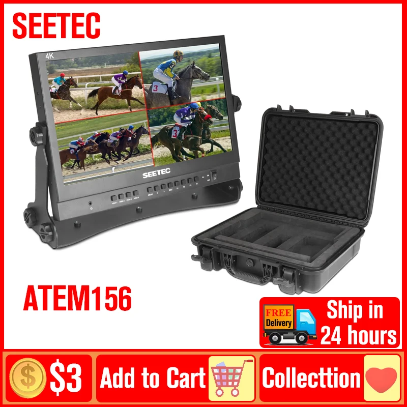 SEETEC ATEM156 15.6'' Live Streaming Broadcast Director Monitor Quad Split Display for ATEM Mini/Pro Studio Television Filmmaker