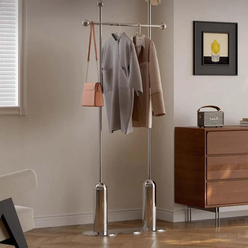 Minimalist stainless steel vertical hanger light luxury high-end bedroom floor coat rack household