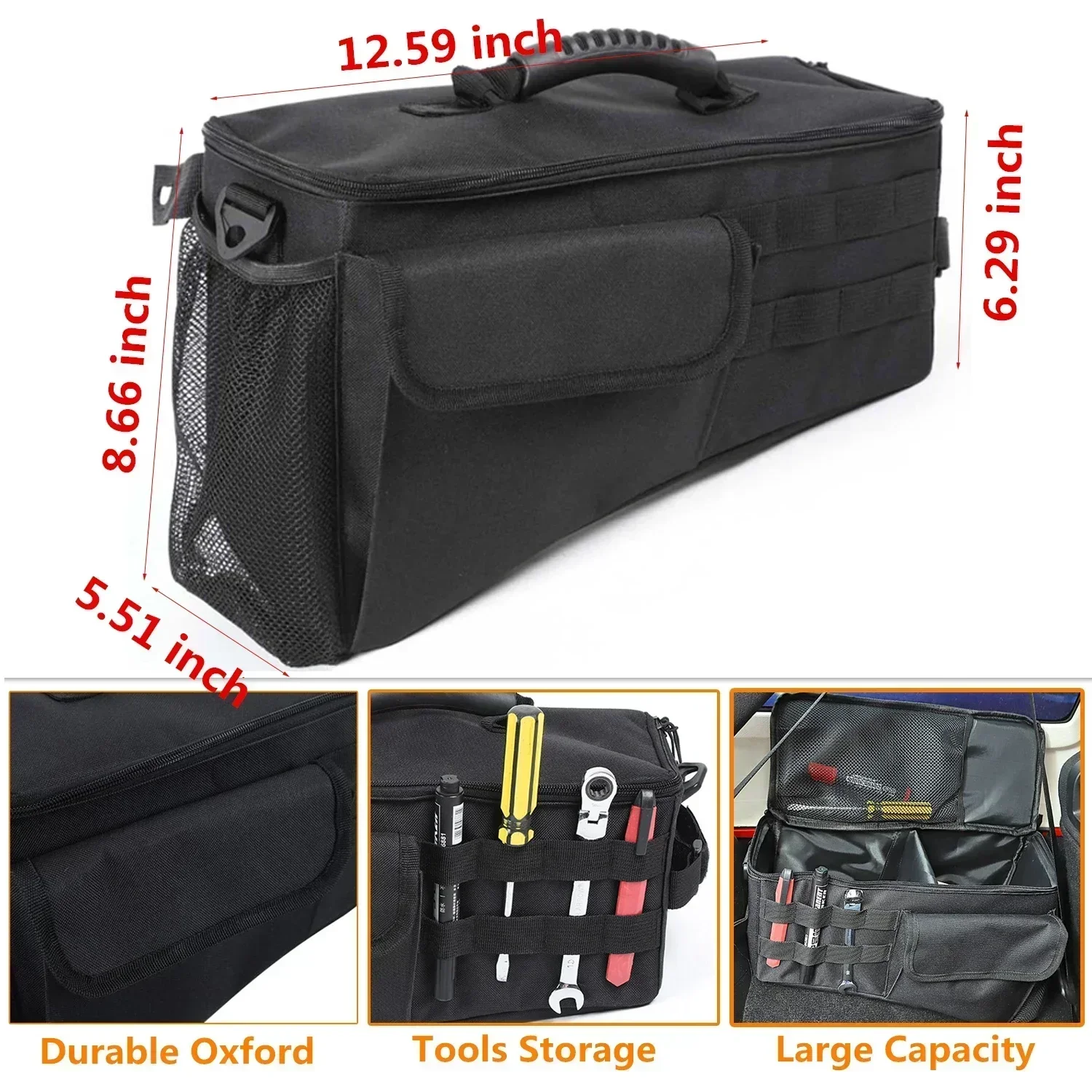 for Jeep Wrangler JK 2007-2017 JL 2018- 2023 4-Doors Car Trunk Cargo Storage Bag Organizer Stowing Tidying Interior Accessories