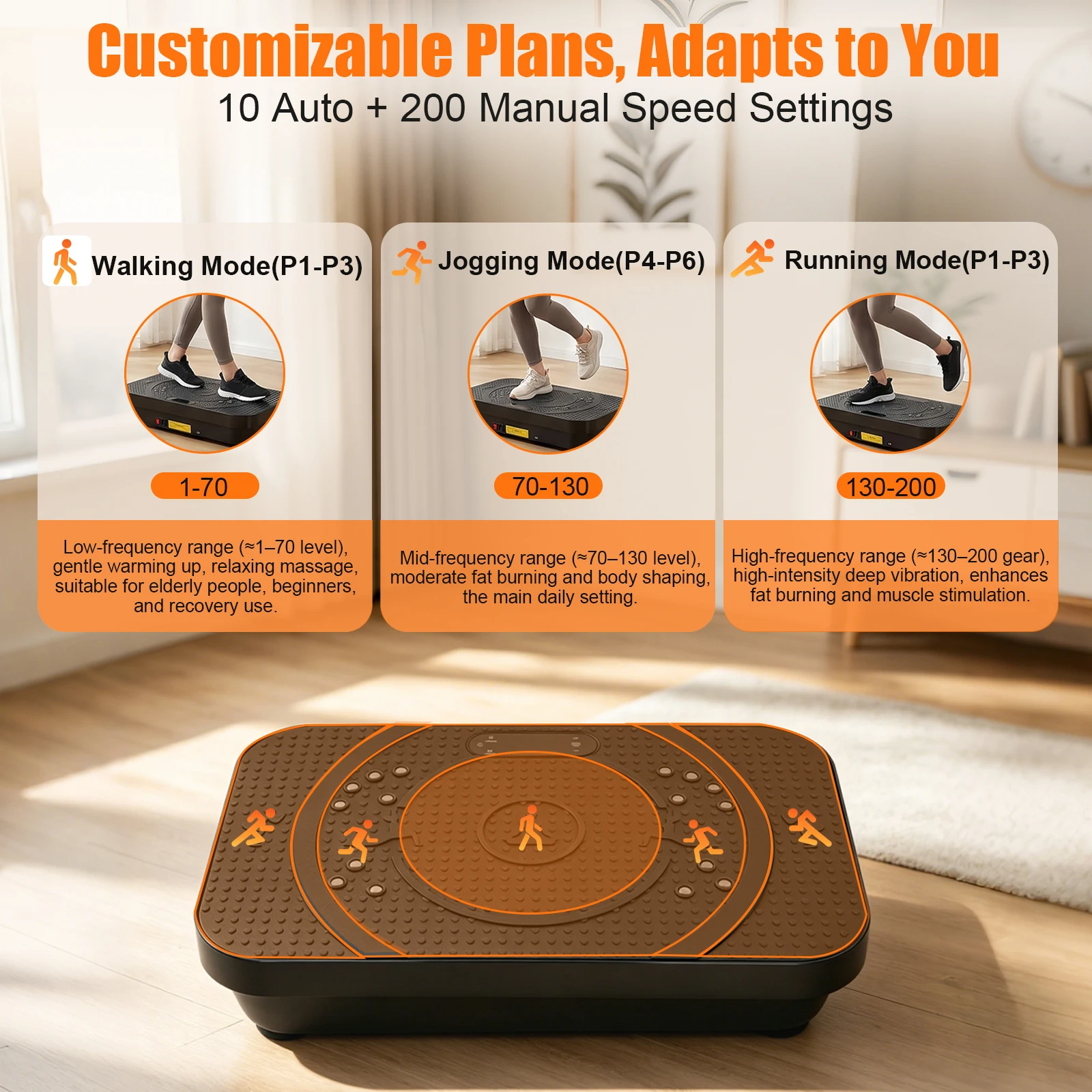 Vibration Plate Machine Home Fitness Workout Exercise Bluetooth for Weight Loss & Whole Body Shaping High-Frequency for Fat Burning & Toning 10 Auto 200 Manual Speed Settings Includes Resistance Bands & Yoga Straps Shaker Adjustable Speed Weight Loss