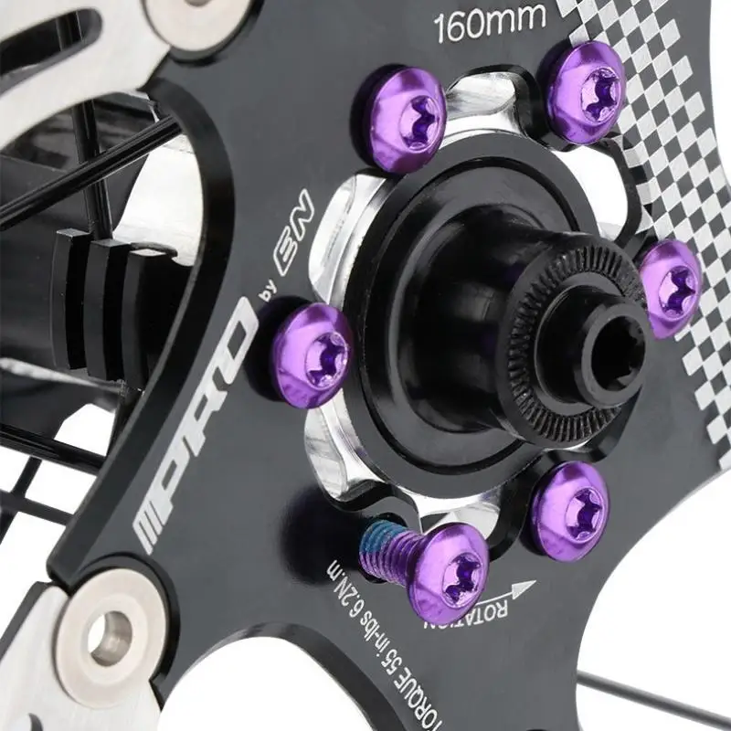 12Pcs Bicycle Disc Brake Rotor T25 Red/Blue/Green/Purple/Gold/Plating Screws Steel Alloy For Road Bike 6-Bolt Plate