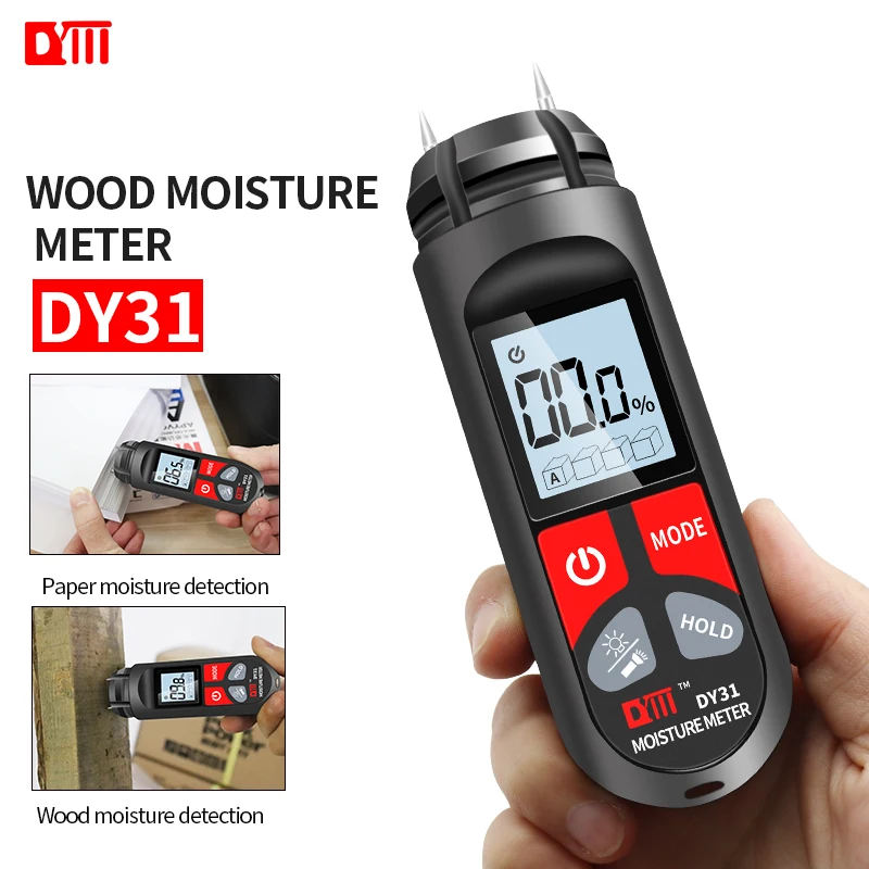 Digital Wood Moisture Meter DY31 Wood Humidity Tester Water Content Hygrometer Timber Damp Moisture Detector Large LCD Display