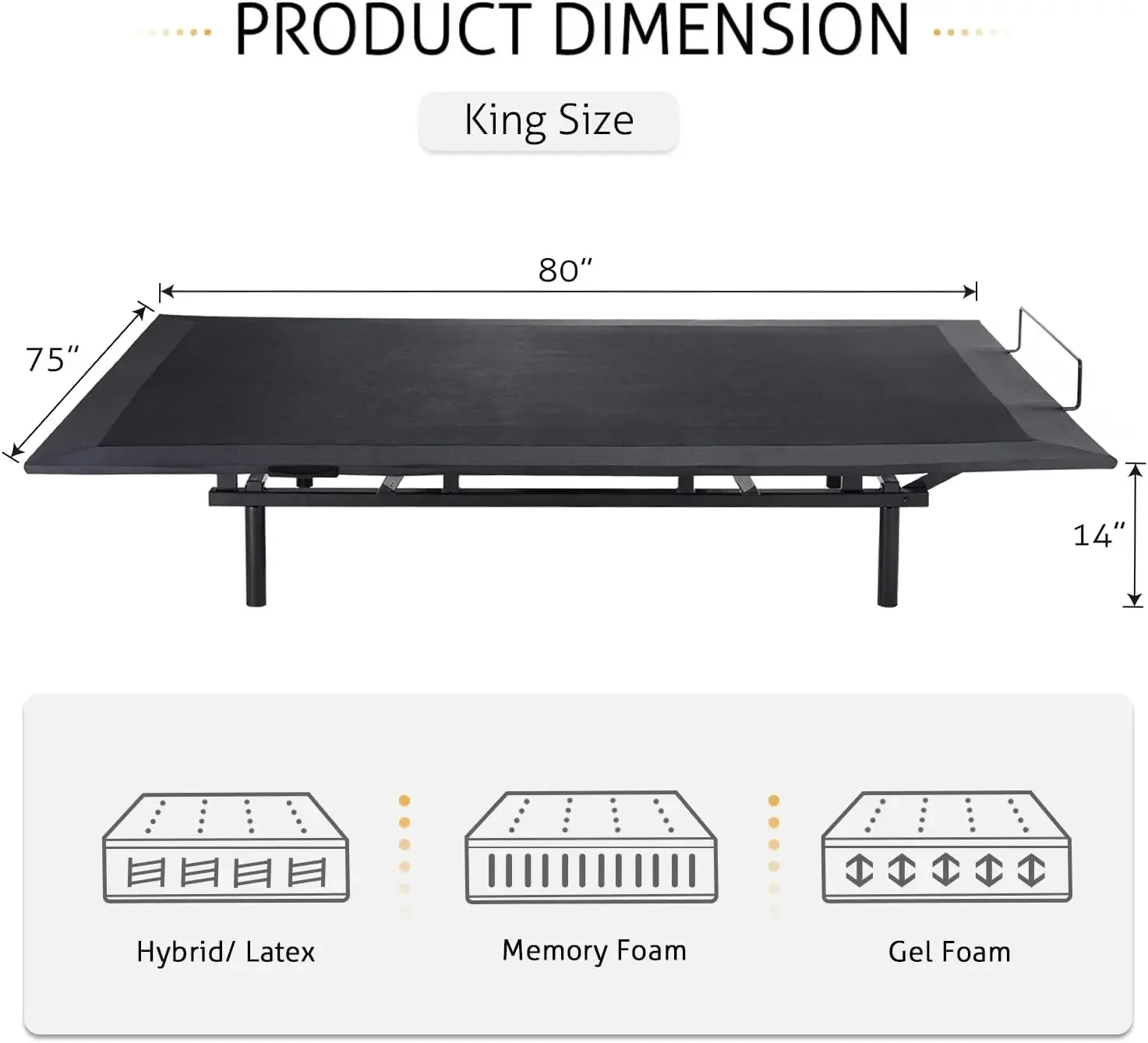 Electric Adjustable Bed Base,Ergonomic Basic KingSize Bed FramewithUpgraded Motors and Wireless Remote Control,Assembly Required