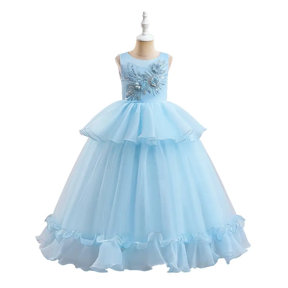 Princ Sle Saia de tule bordada infantil Dr Cross-Border estampa floral Par Dr Girls' Wedding Dr
