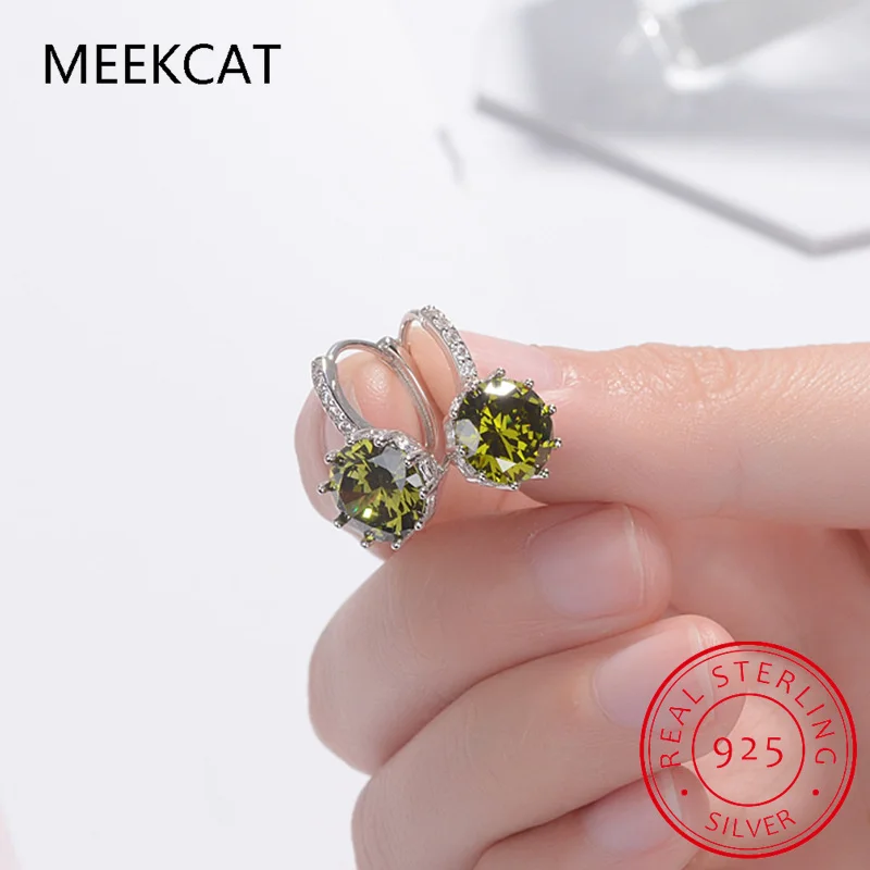 2.97ct Round Created Alexandrite Sapphire 925 Sterling Silver Geometric Hoop Earring for Women Purple Gemstone Jewelry Huggies