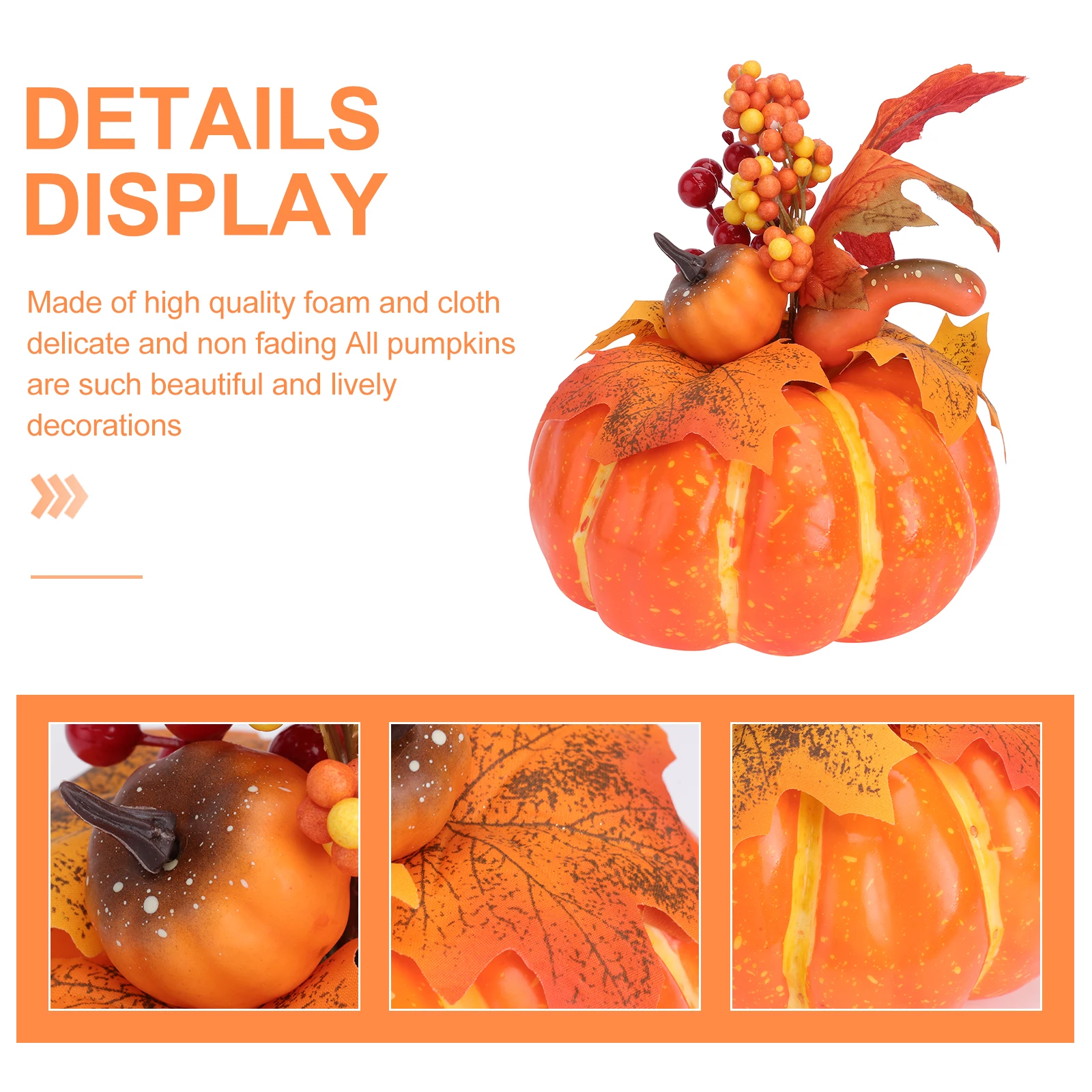 

Simulate Pumpkin Decoration Home Halloween Artificial Imitation Orange Decorate Pumpkins