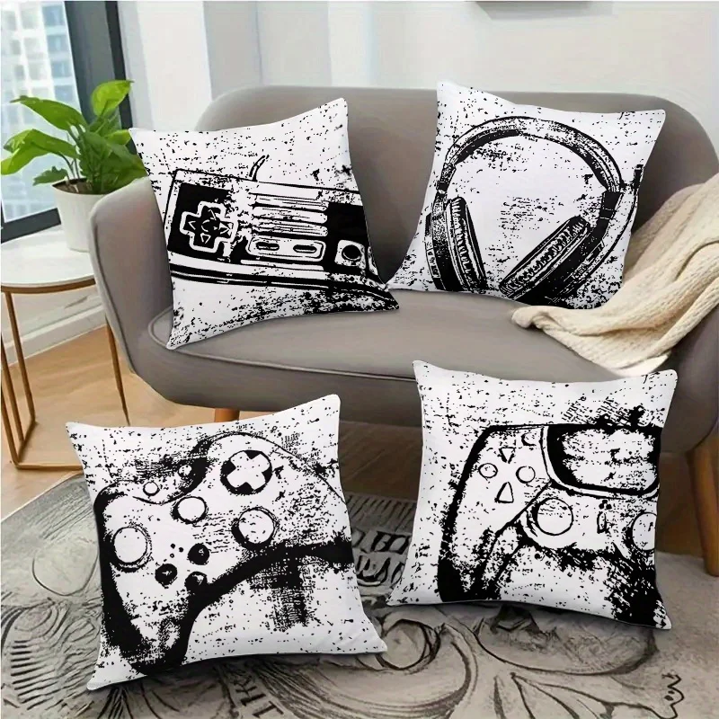 Decorative Printed Polyester Pillow Covers Set of 4 Cushion Shams for Bedroom Home Decor Modern Bedding Accessories for Master K