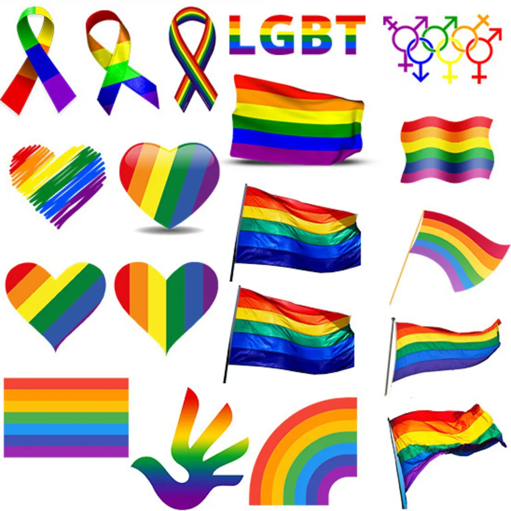 

19 types Rainbow Flag LGBT Crowd Emblem DTF Thermo Sticker Decals Heat Transfer Clothes Clothing Crafts Ironing Diy Accessory