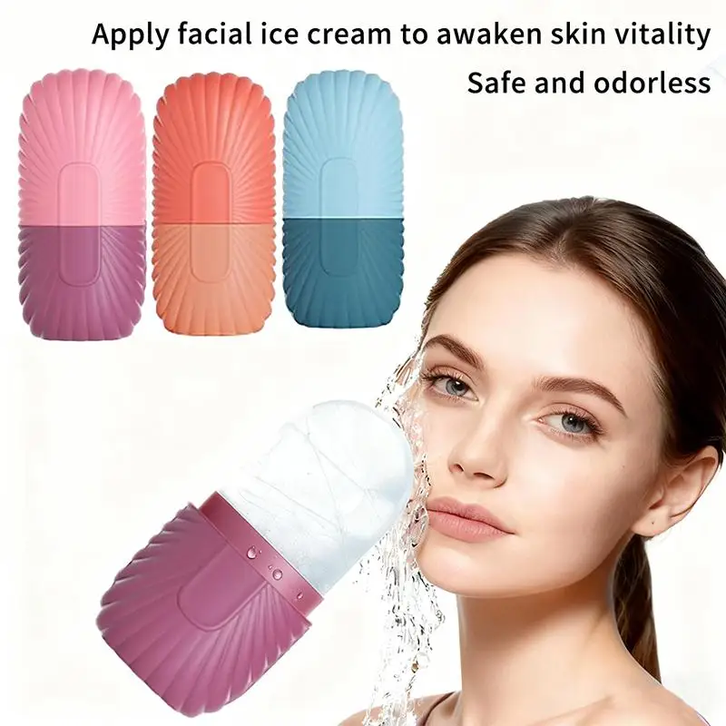 Ice Ball Facial Massage Tray with Silicone Mold, Face Lifting Contouring Ice Roller, Eye Care Pore Shrinking Beauty Tool