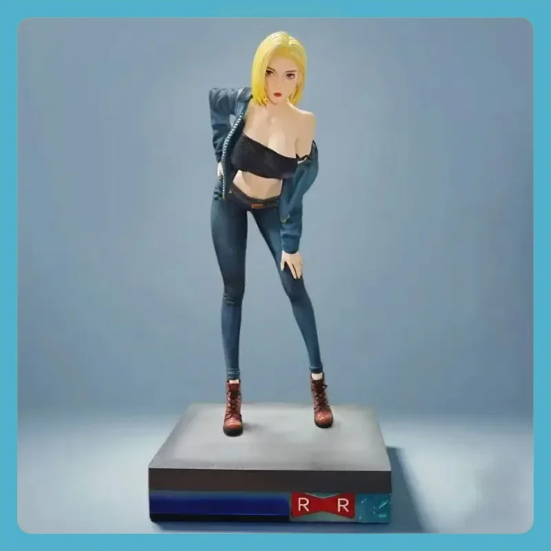 Figura de acción de 44 cm de Android 18 de Dragon Ball Z, estatua de anime, modelo de resina coleccionable, decoración de escritorio para adultos, ideal para los fans del anime.