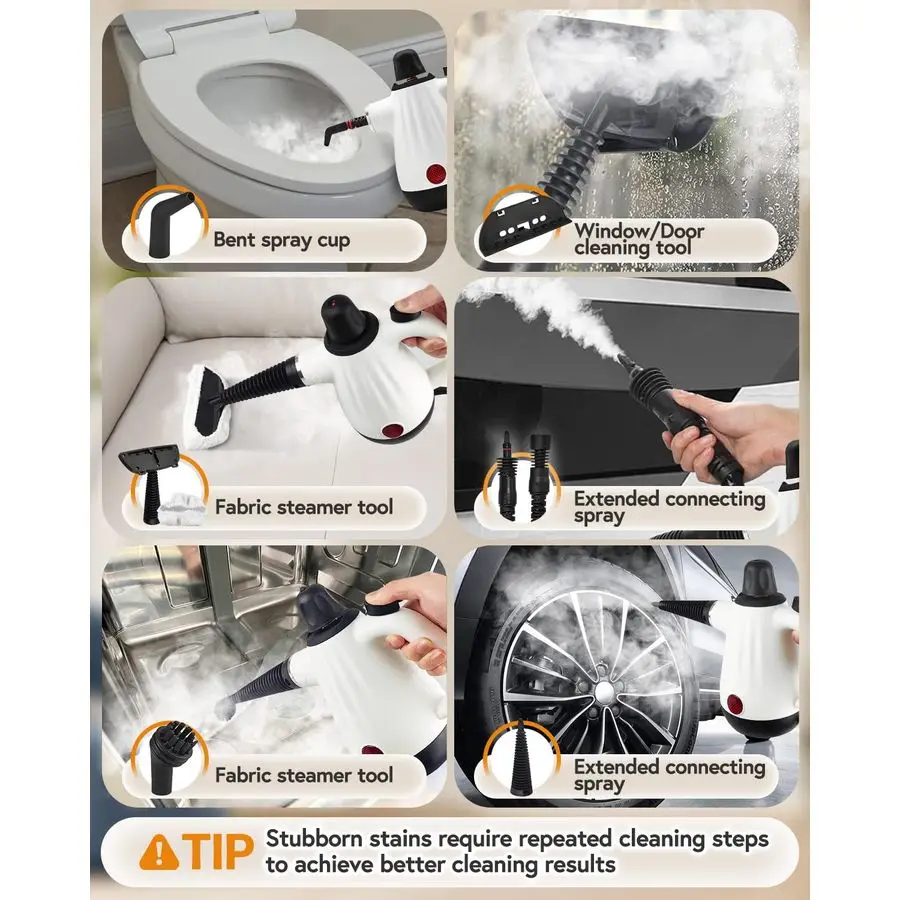 Steam Cleaner for Home, Pressurized Deep Cleaning Steamer for Cleaning for All Surfaces with 9 Accessories, Multipurpose Steam C