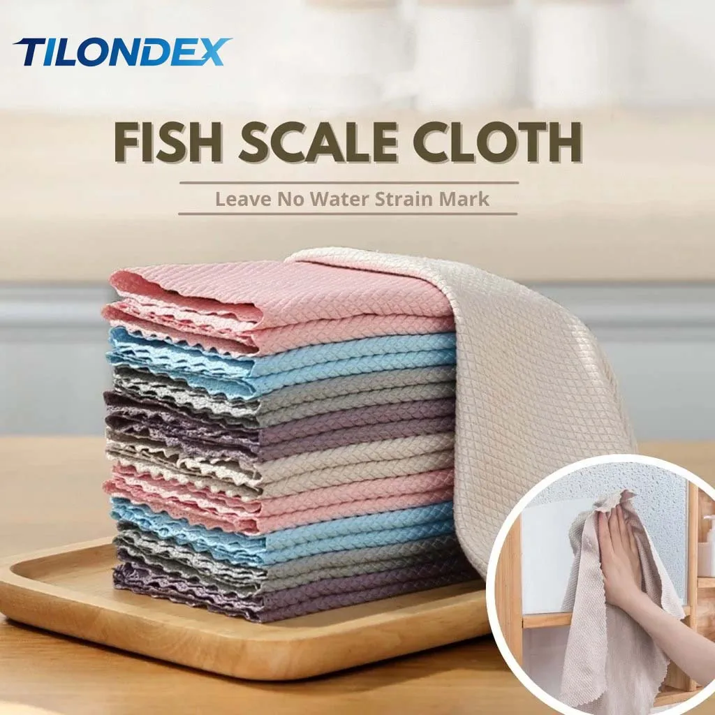 1/5PCS Microfiber Cleaning Cloths with Fish Scale Waffle Pattern Streak-Free for Glass Auto Windows Multi-Colors