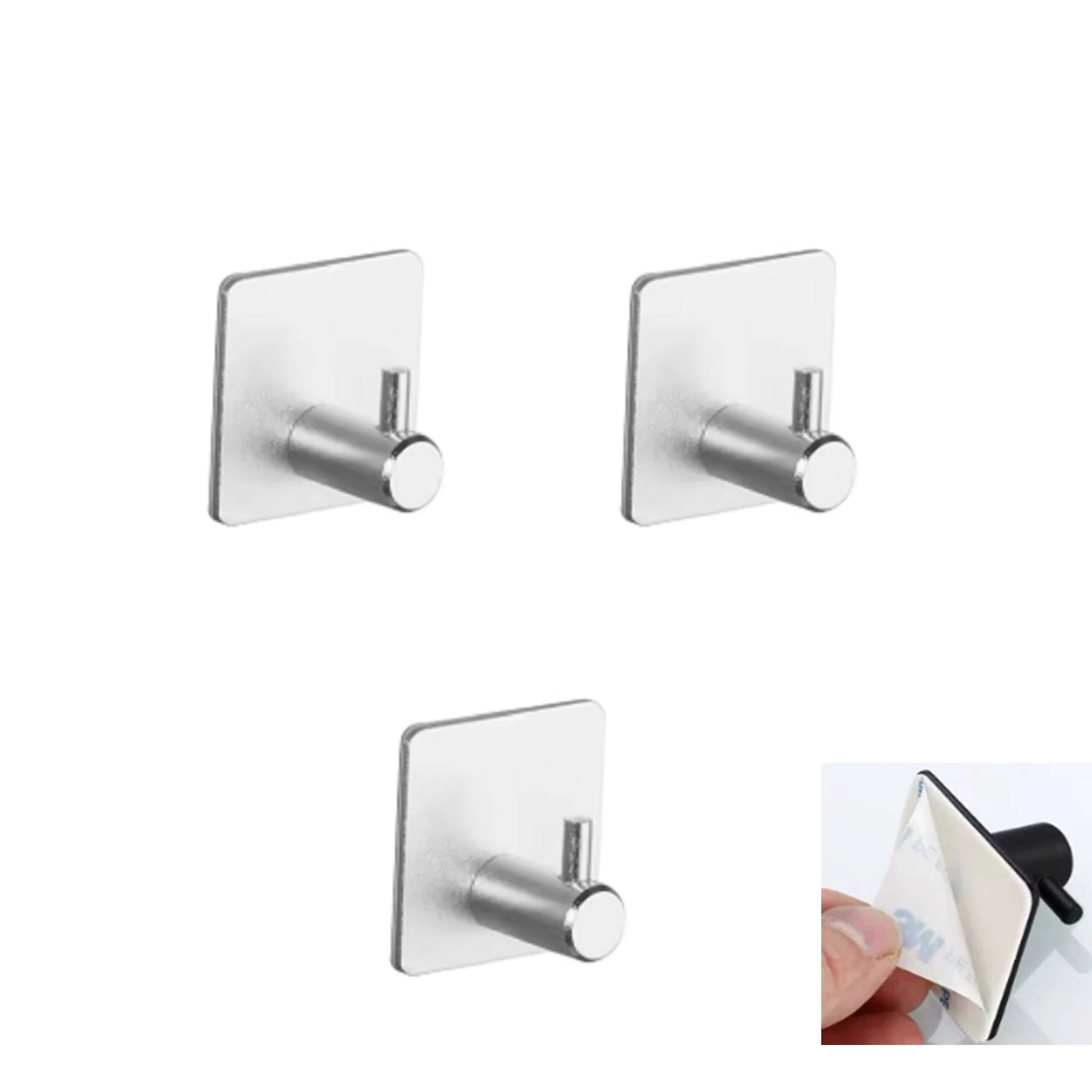 Stainless Steel 3M Self Adhesive Hooks Sticky Wall Door Hook Robe Tea Towel Rustproof Towel Rack, Clothes Coat Hanger